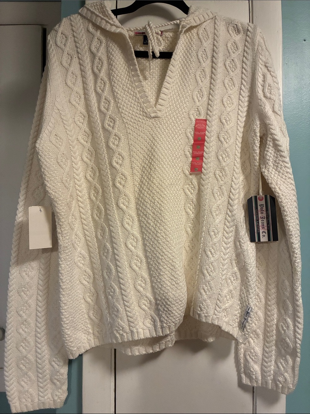 Cozy Cable-Knit Hoodie Sweater - Cream XL